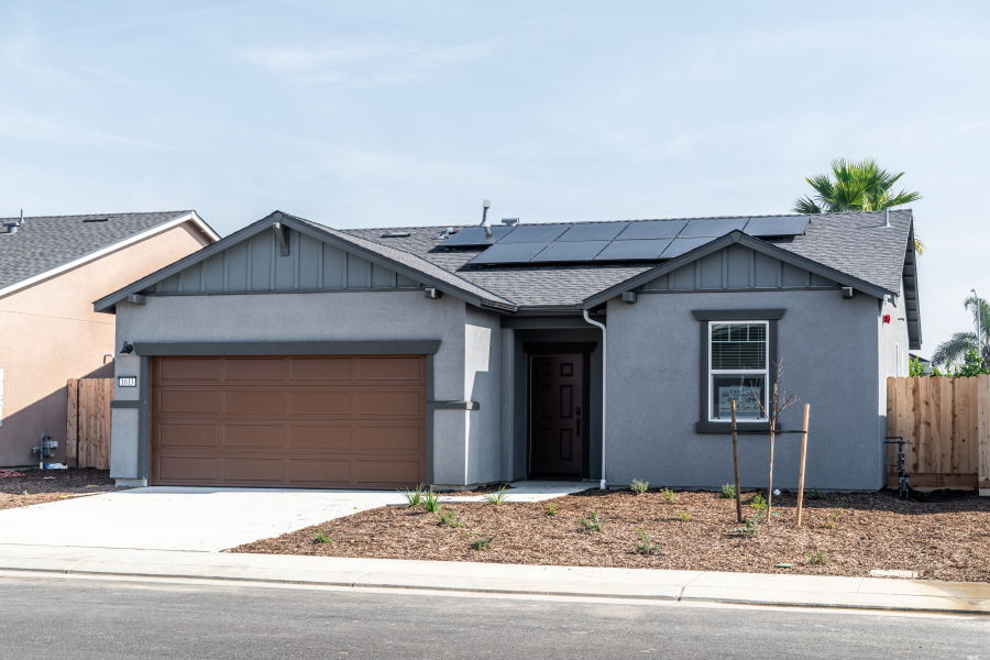 A house with a garage.