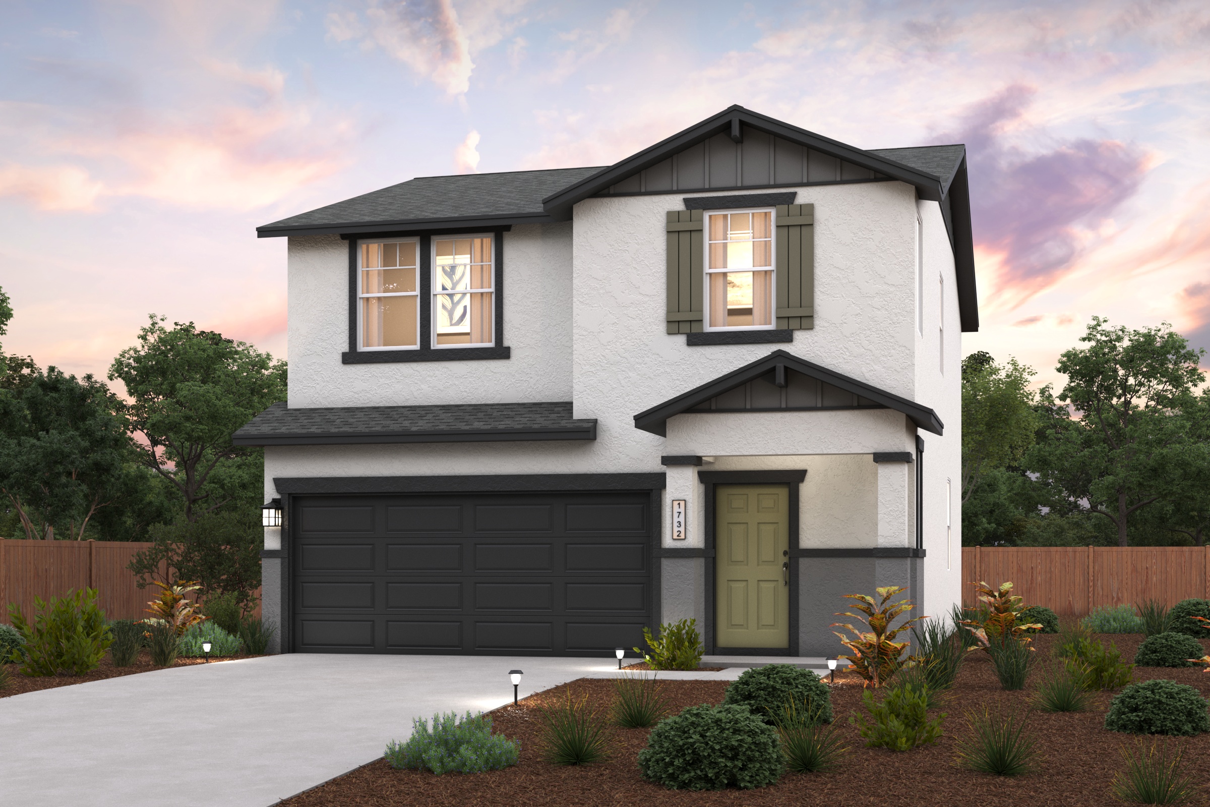 A house with a garage.