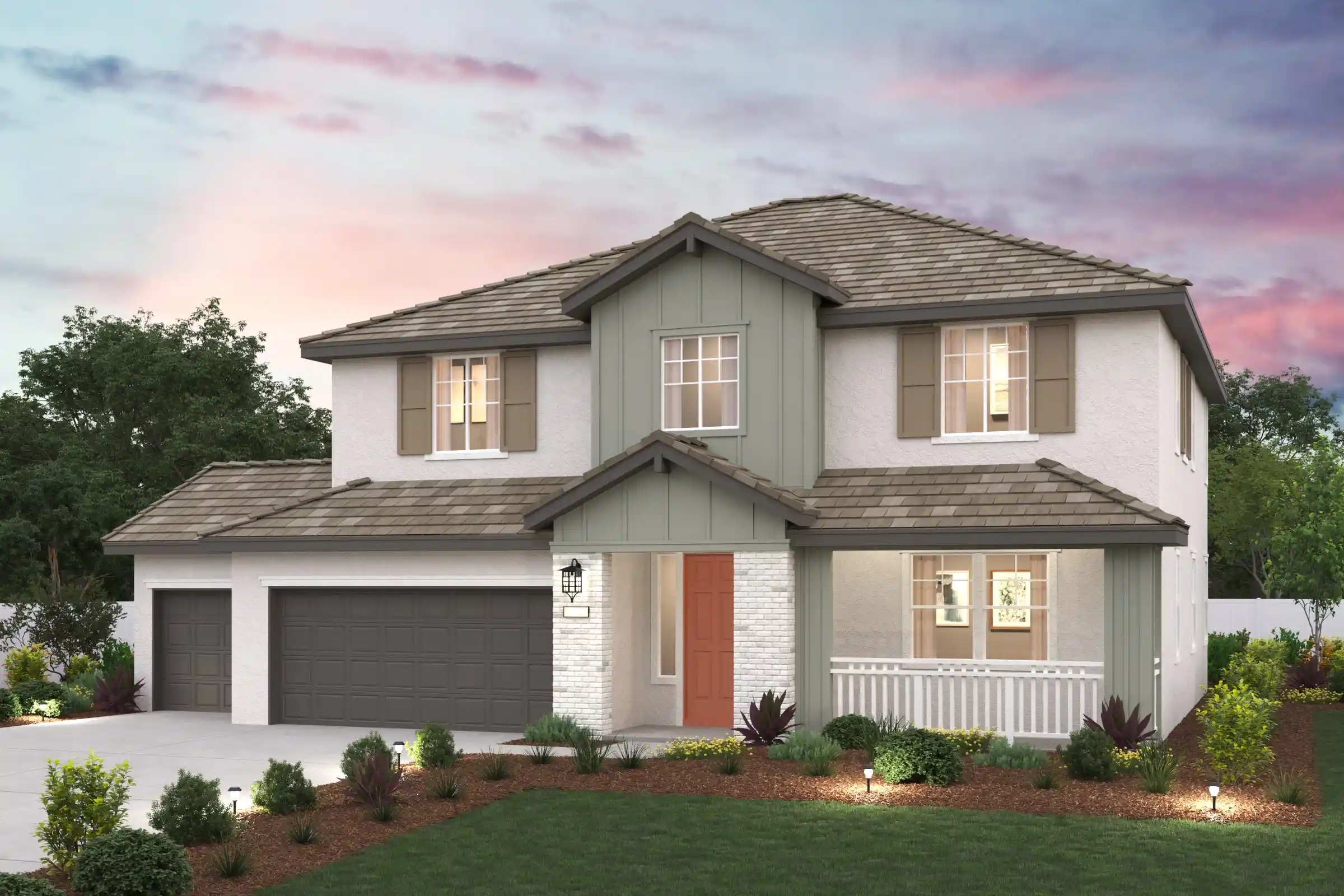 A house with a large front yard.