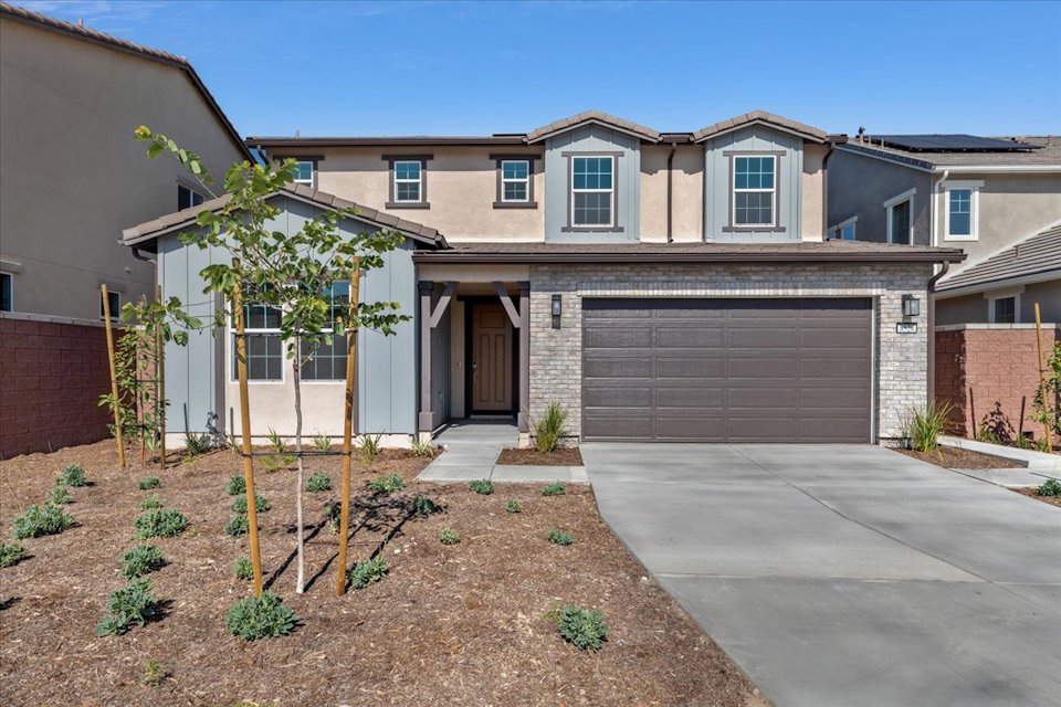 A house with a garage.