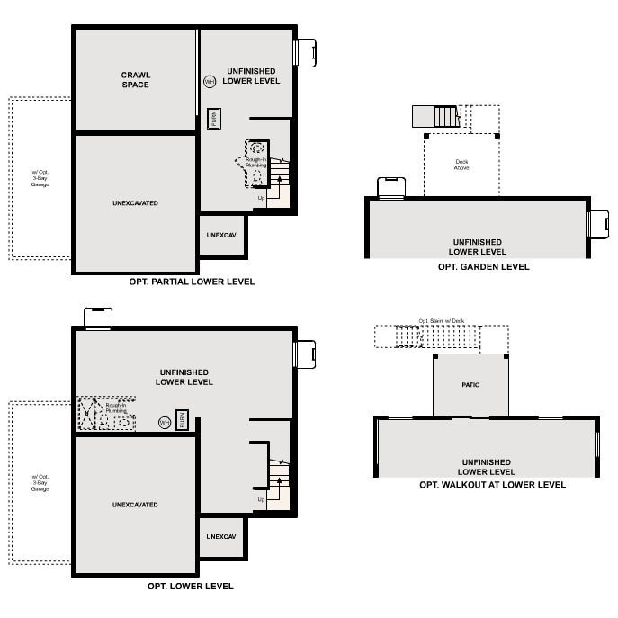 Diagram, engineering drawing. Mackenzie Floorplan, Basement Options
