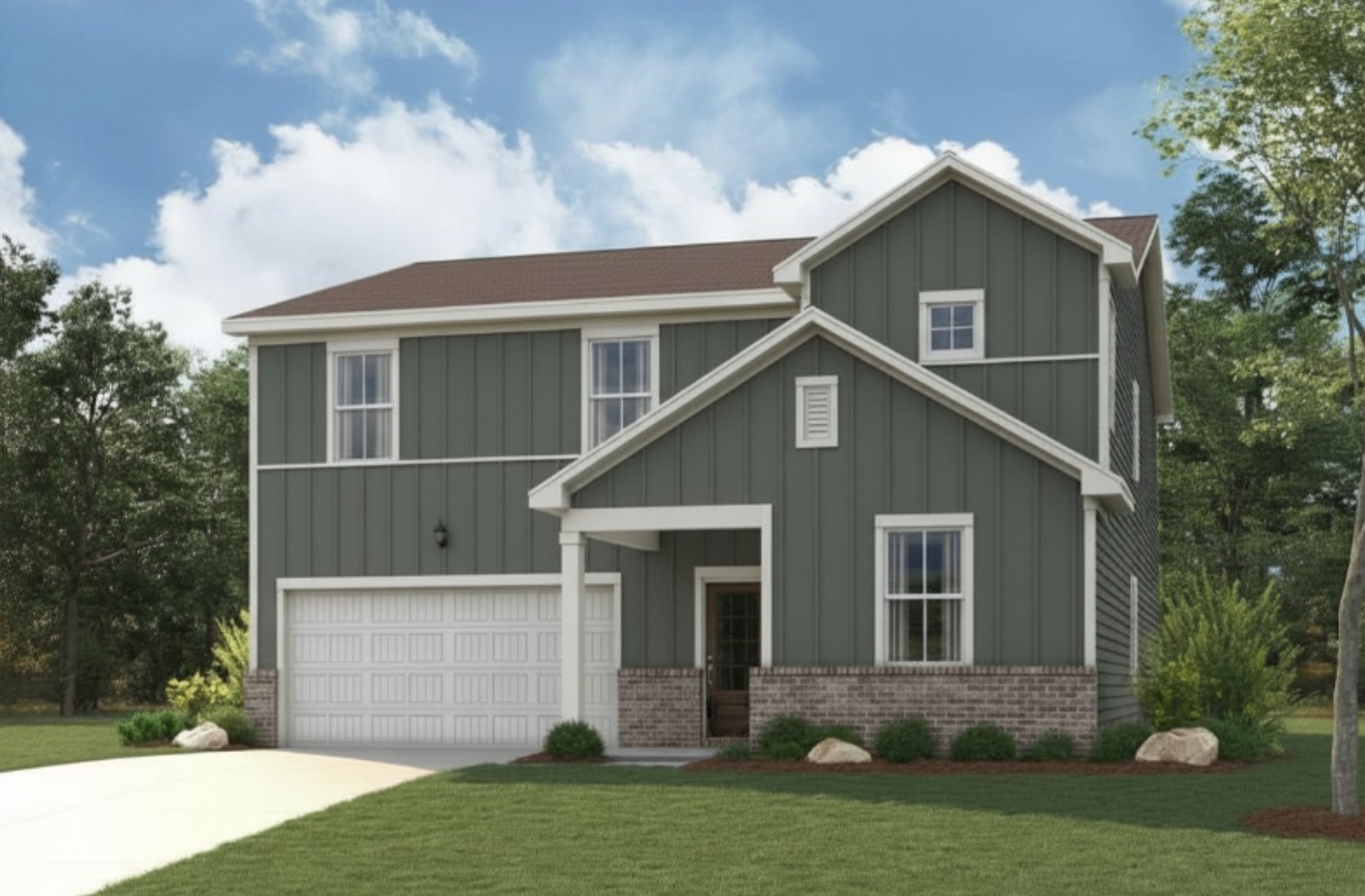 A house with a garage.