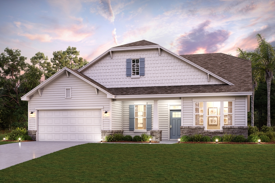 A house with a large front yard.