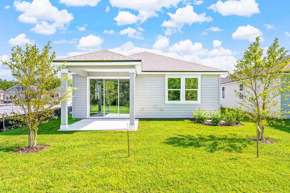 Sanibel II Lot 149 Rear Exterior with Covered Patio at Seminole Palms in Palm Coast