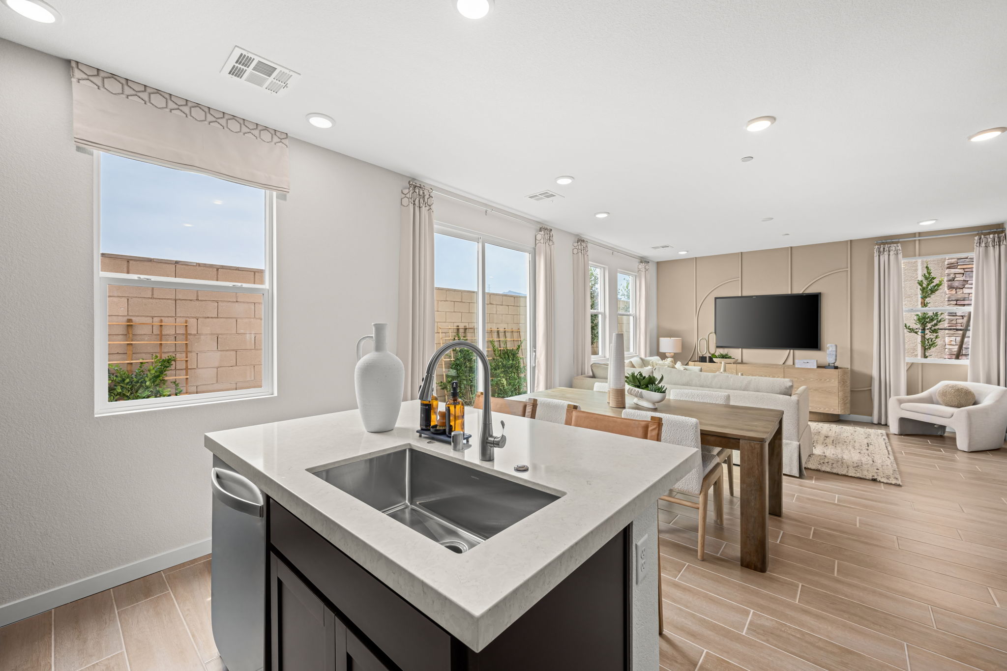 A large kitchen with a large island.