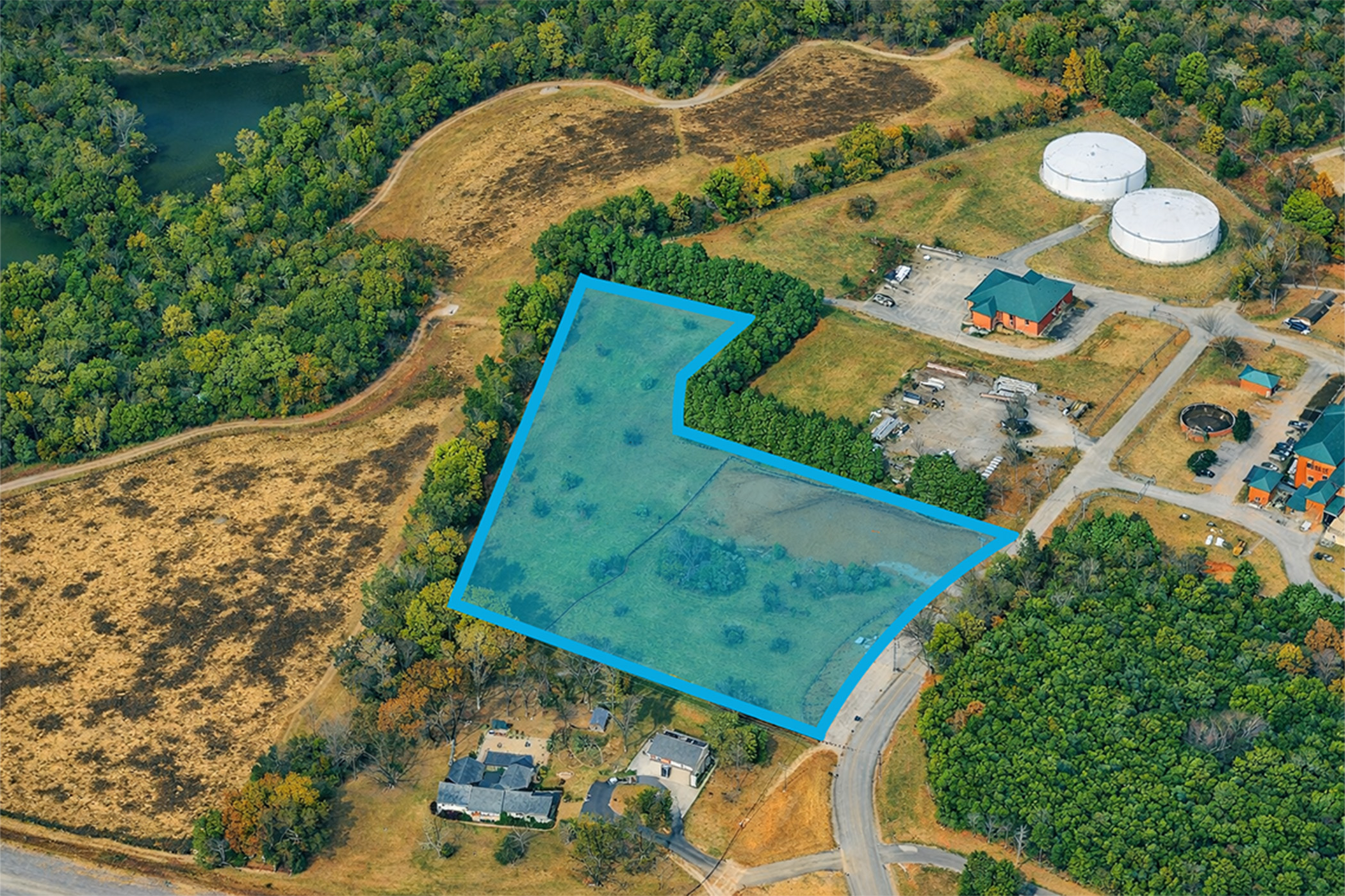 A high angle view of a swimming pool.