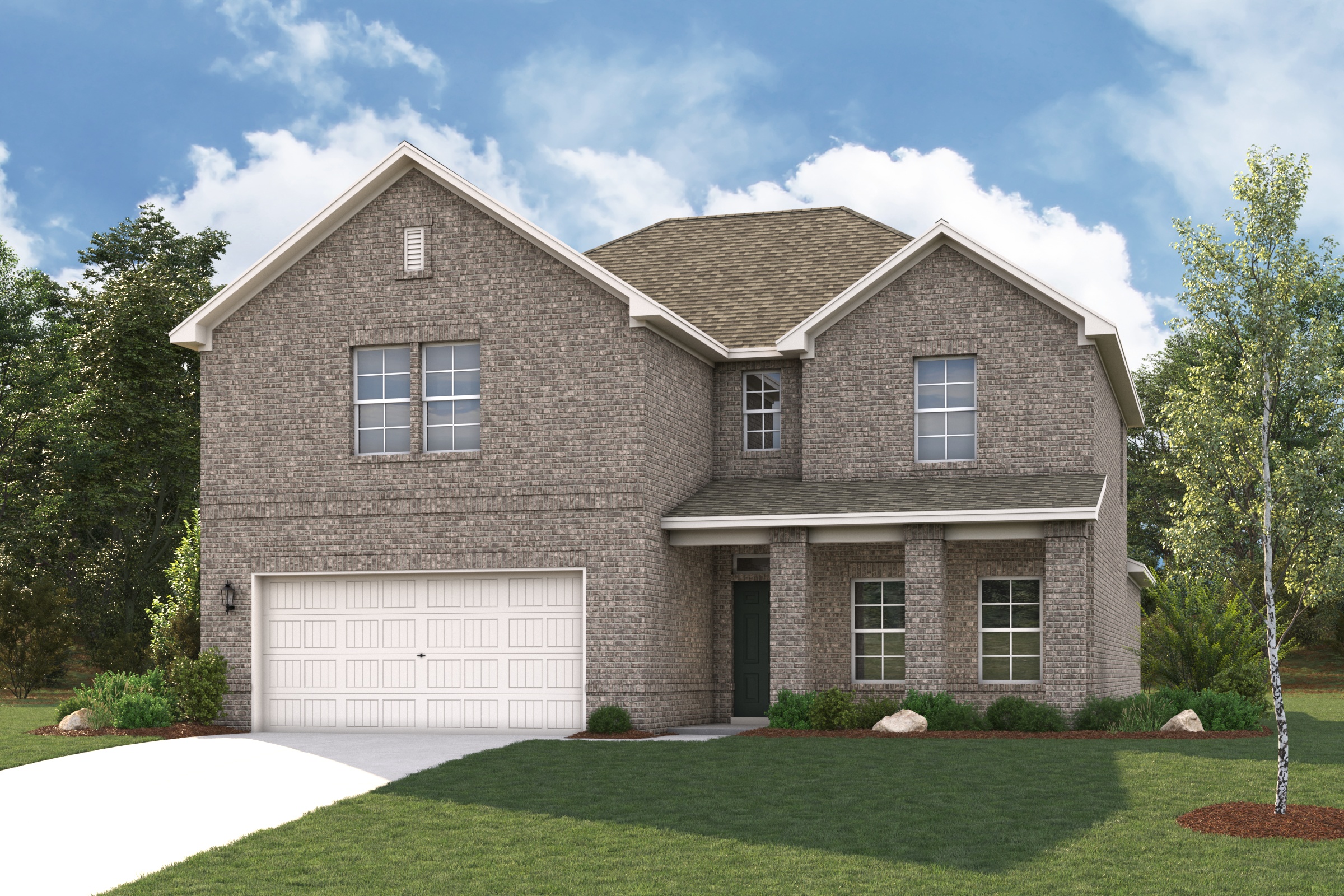 A house with a garage.