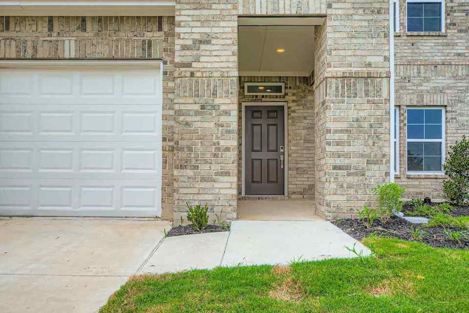 A garage door and garage.