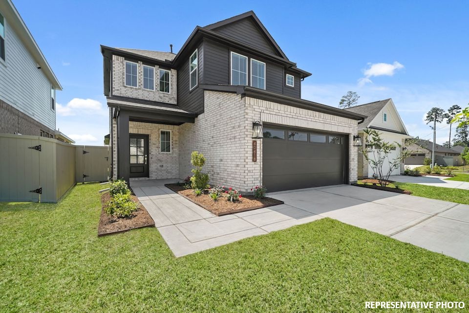 A house with a driveway.