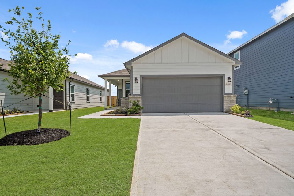 A house with a garage.