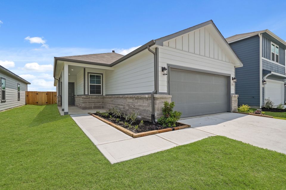A house with a garage.