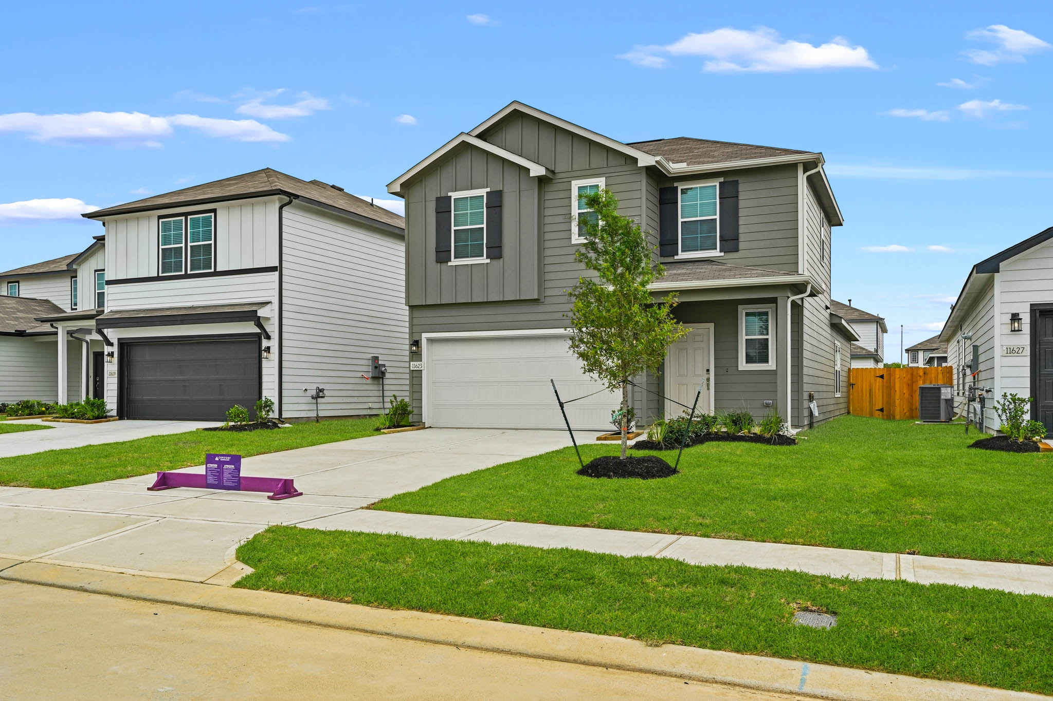 A house with a driveway.