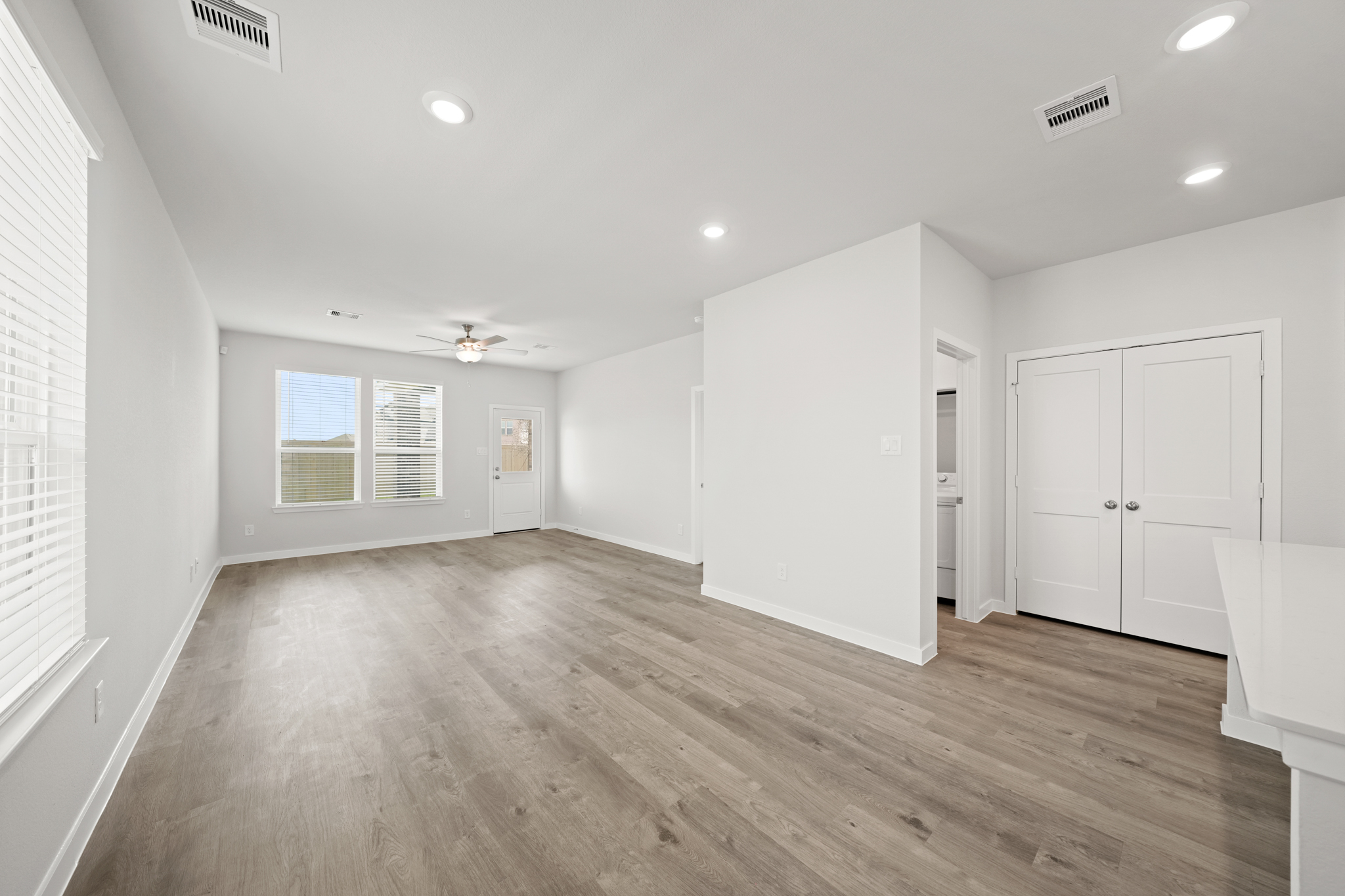 A room with white doors.