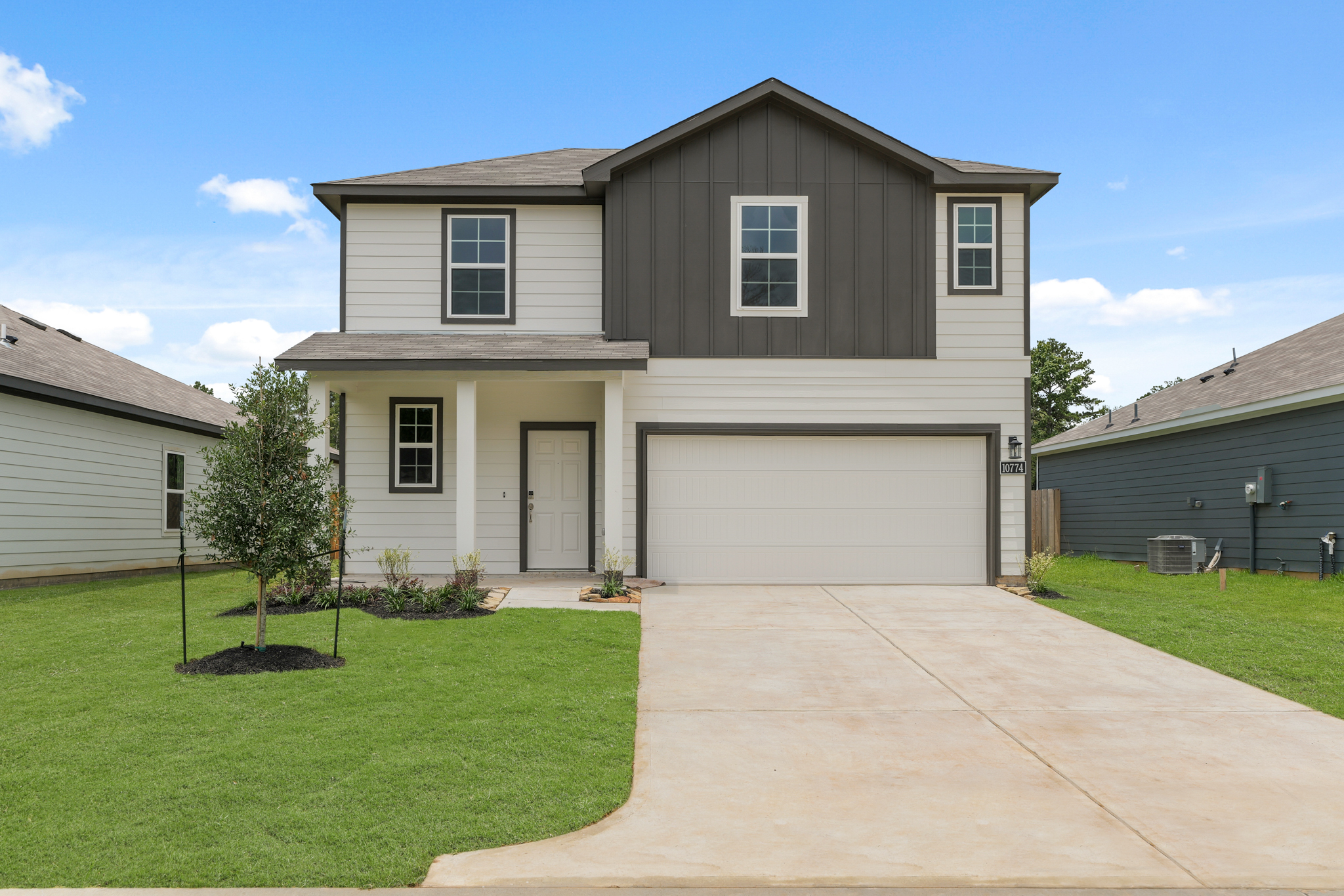 A house with a garage.