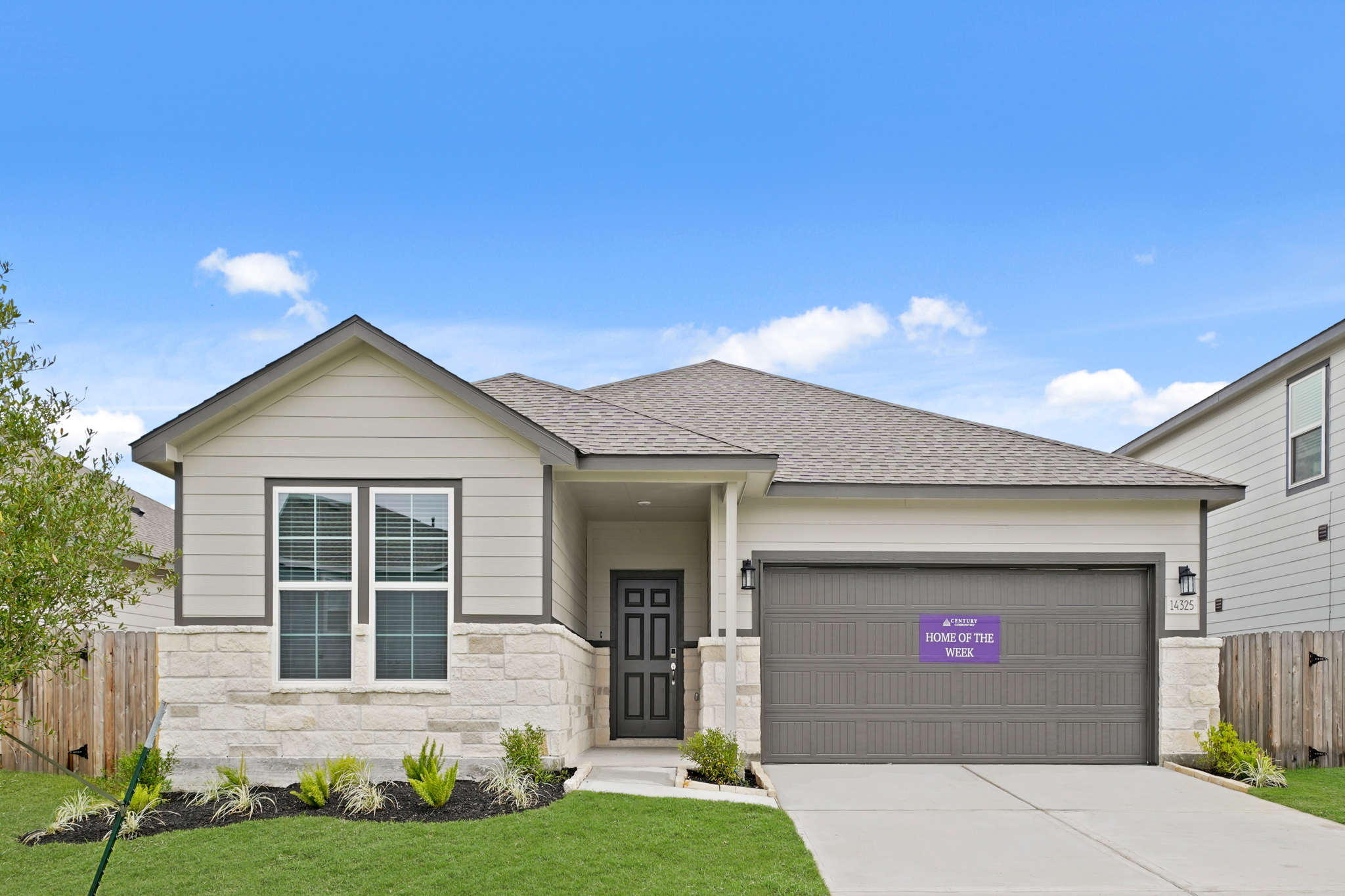 A house with a garage.