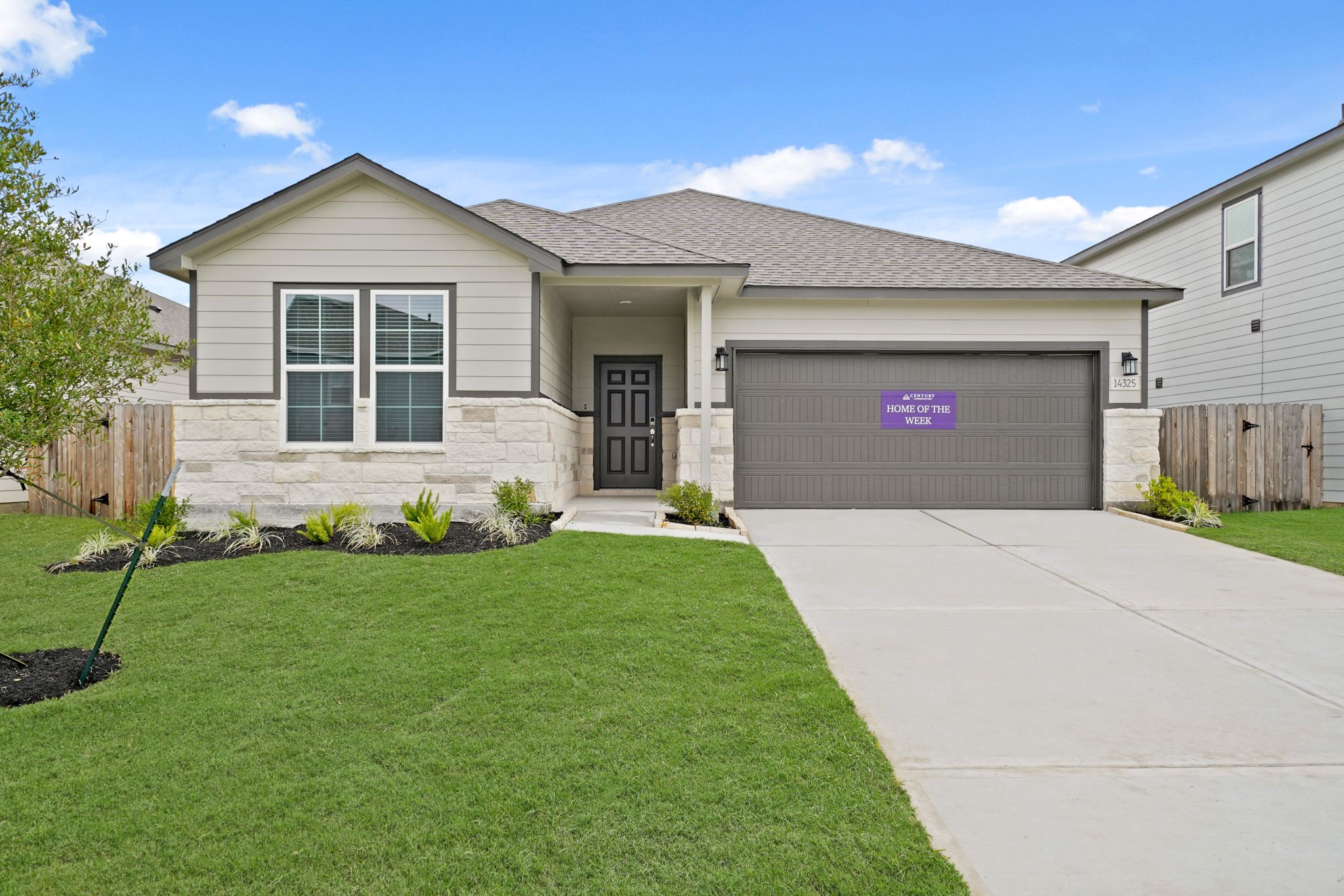 A house with a garage.