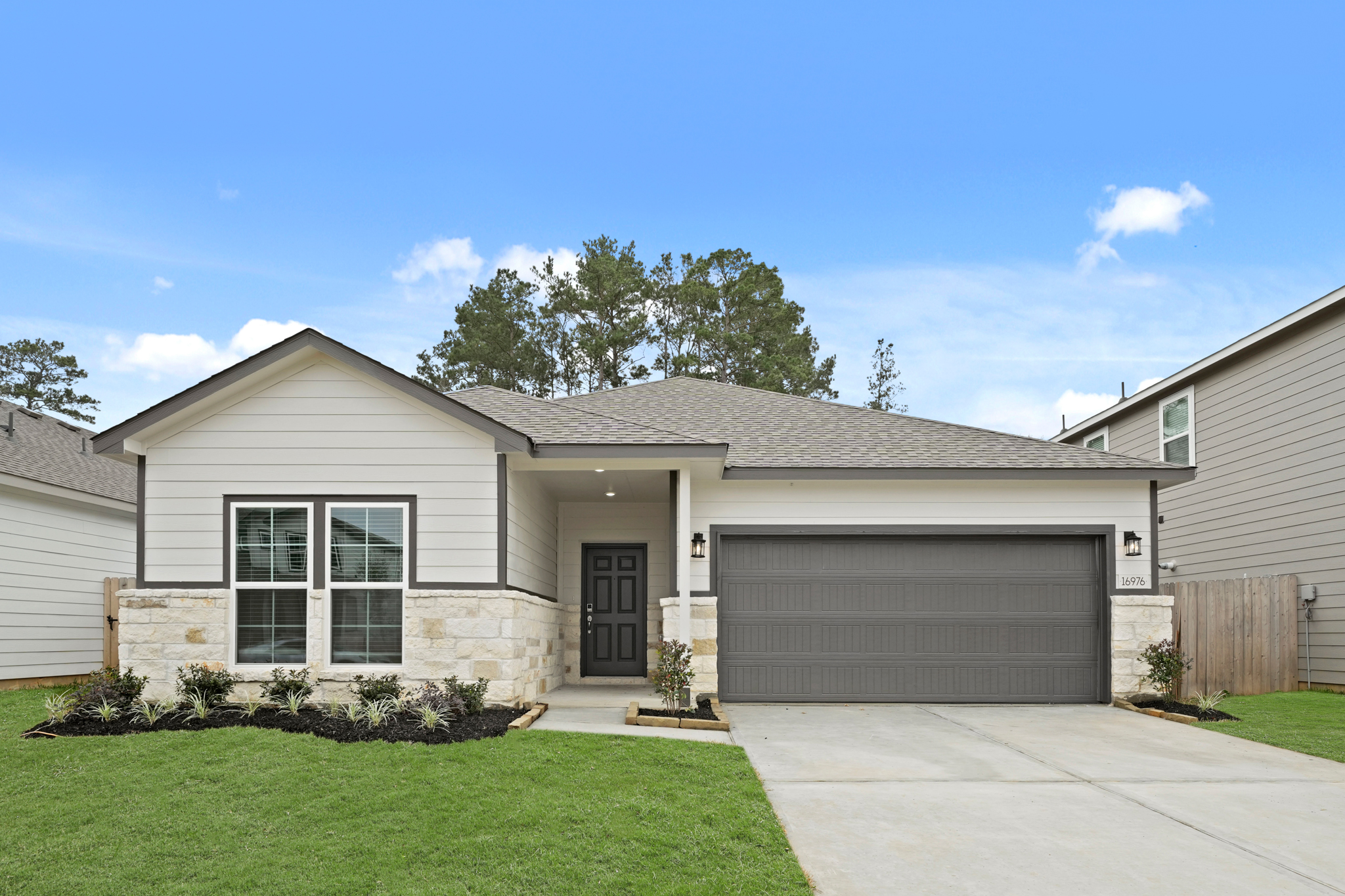 A house with a garage.