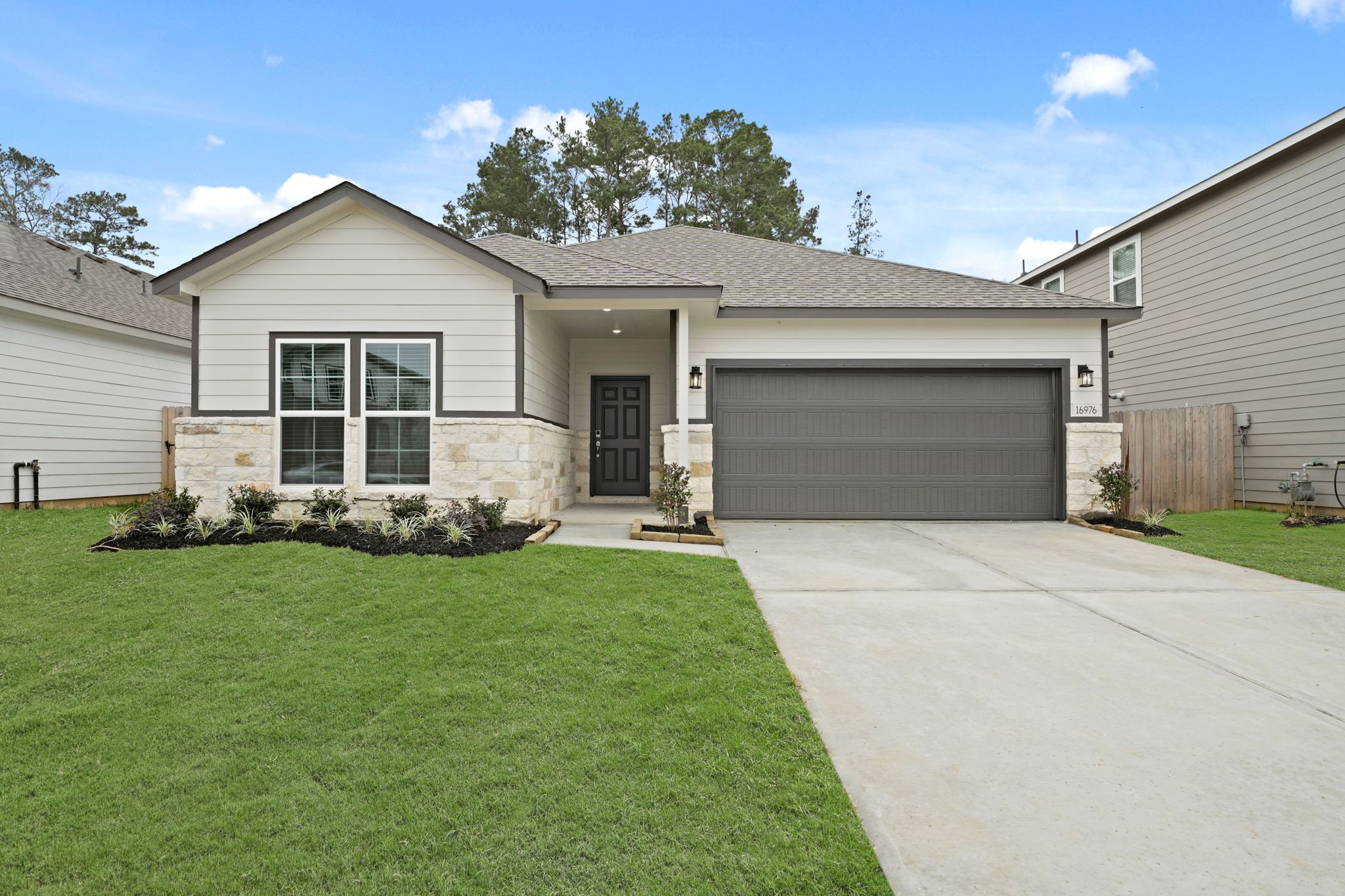 A house with a garage.