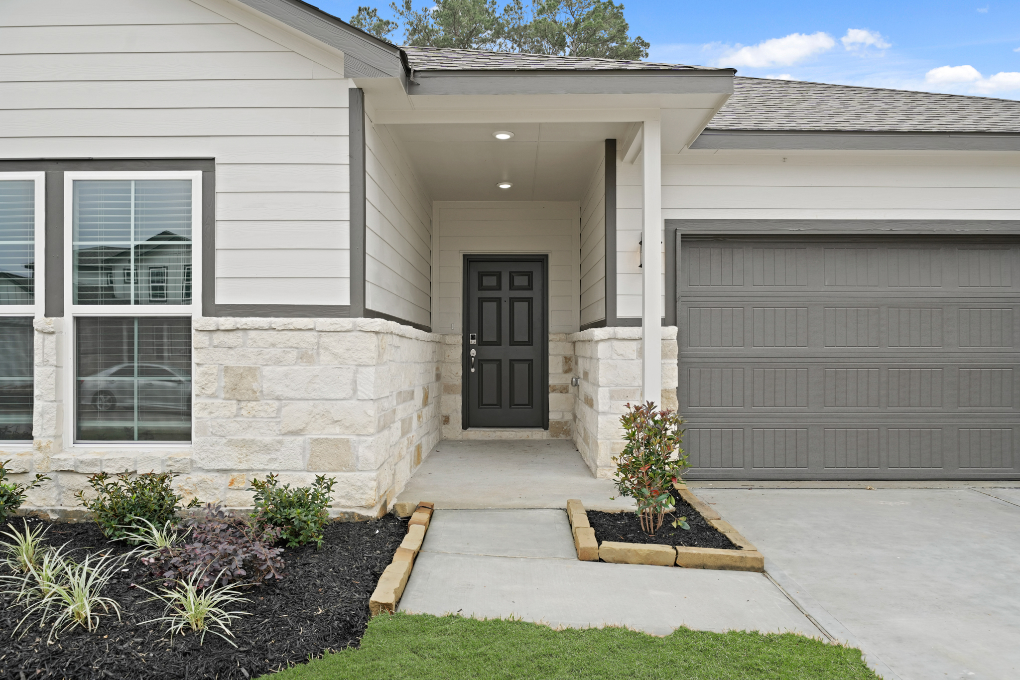 A house with a garage.