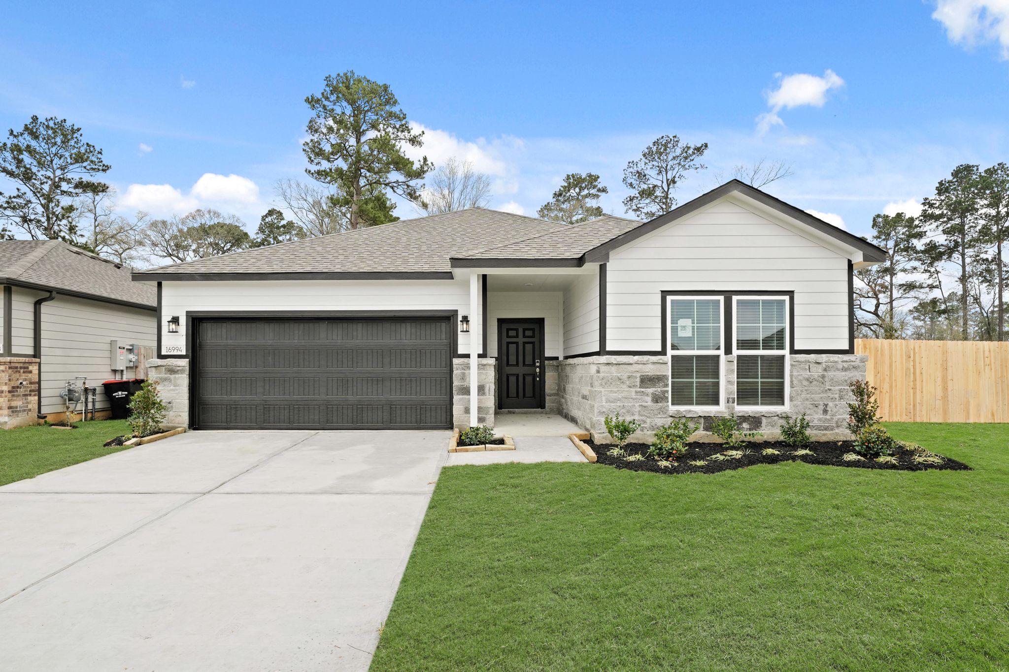 A house with a garage.