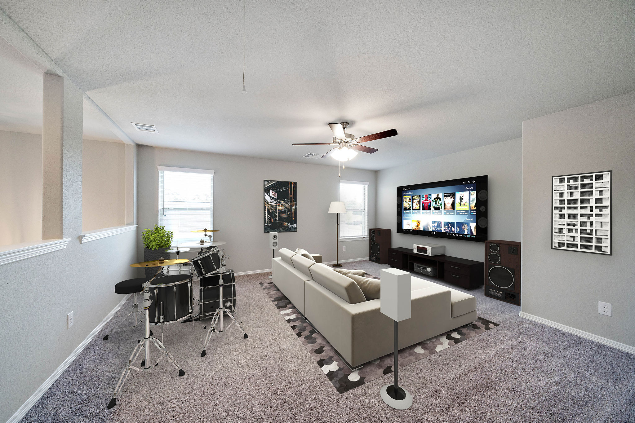 A living room with a tv and a couch.