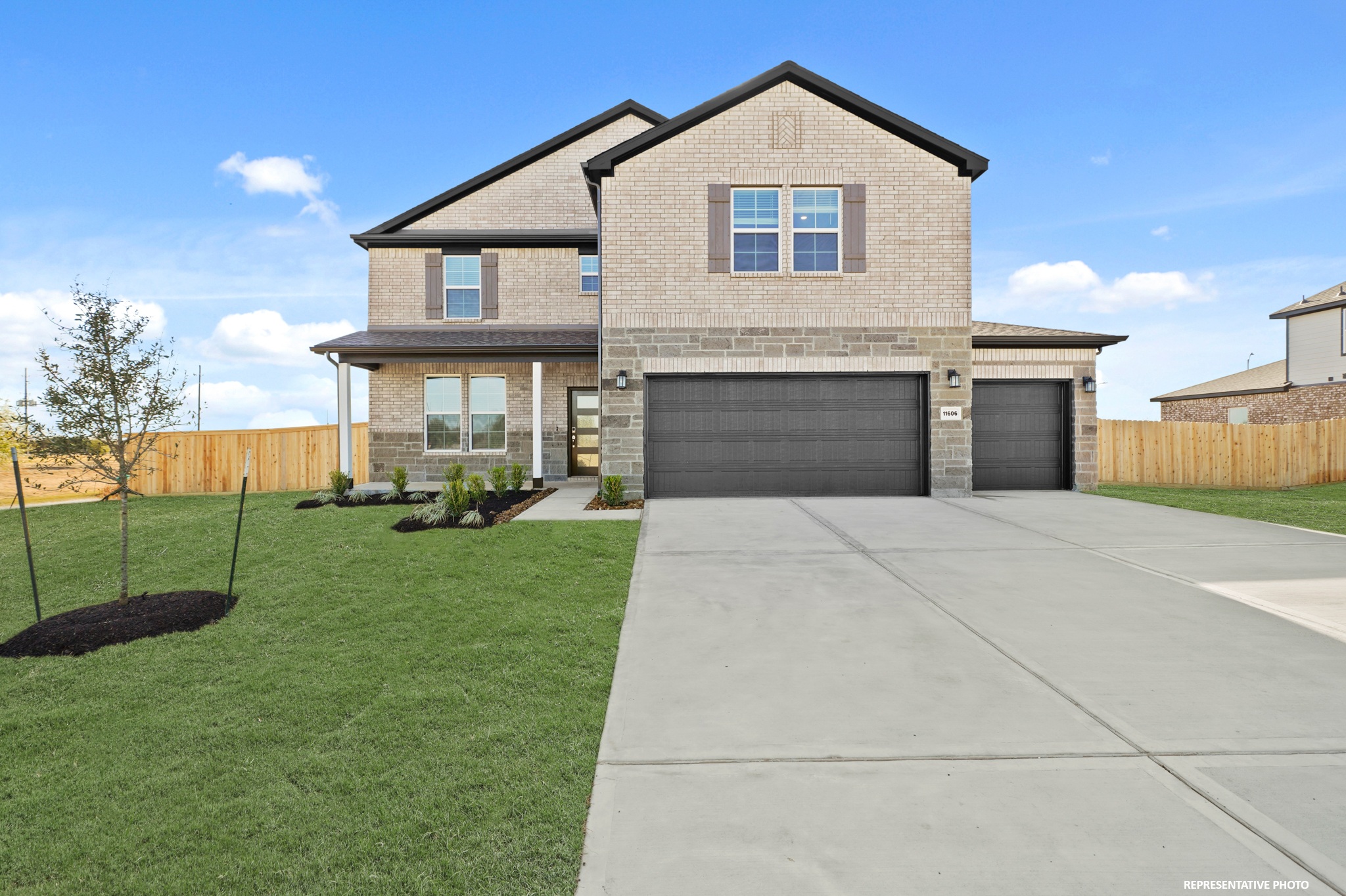 A house with a driveway.