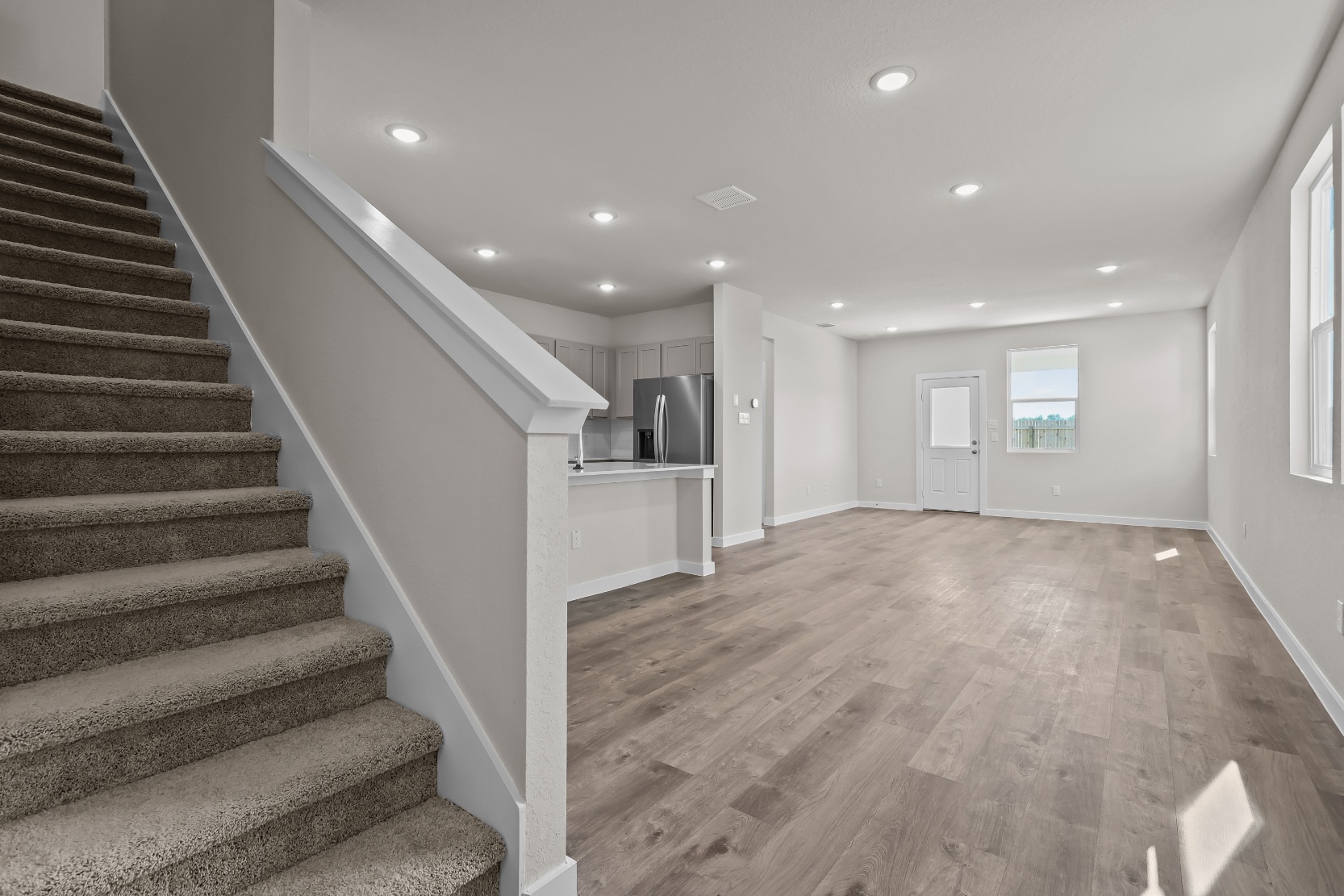 A large staircase in a house.