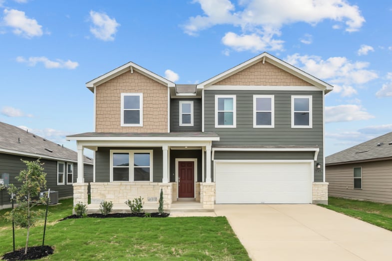 A house with a garage.