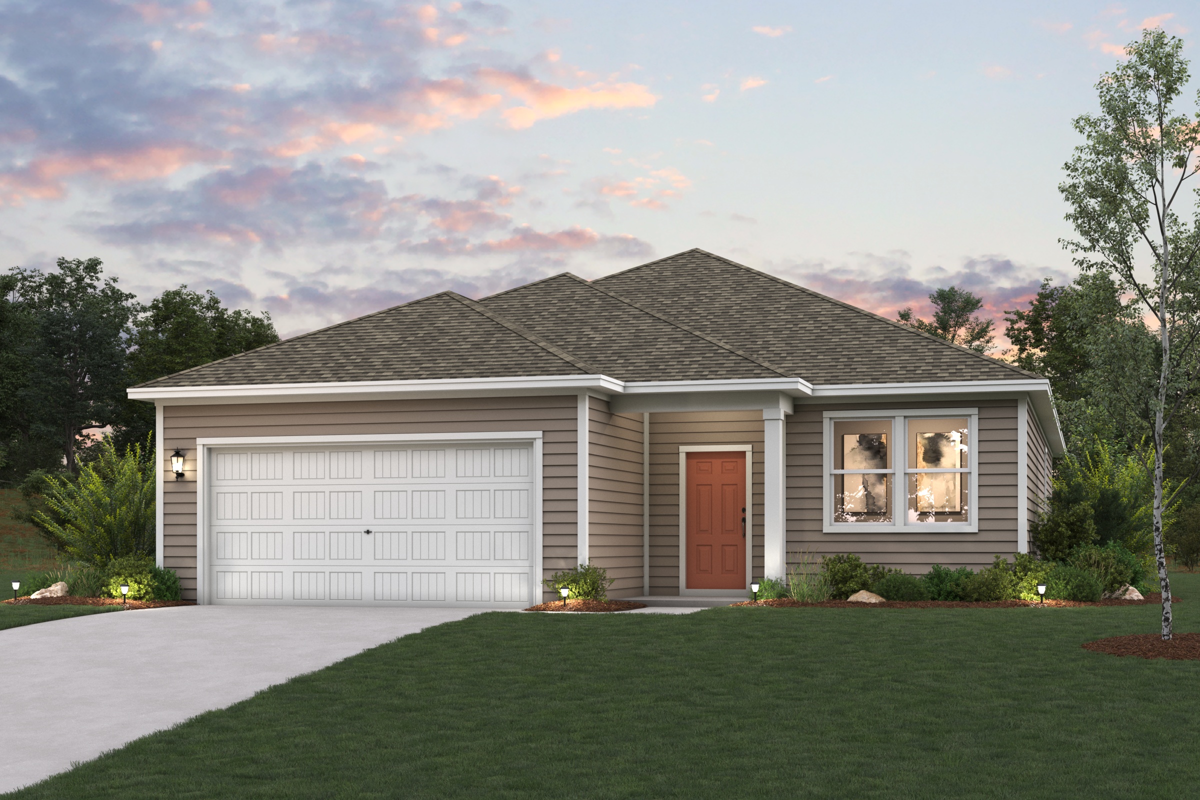 A house with a garage.