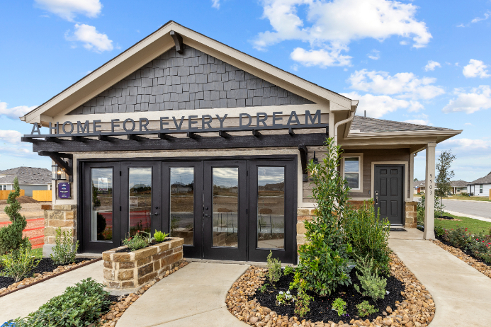 A building with a sign on the front.