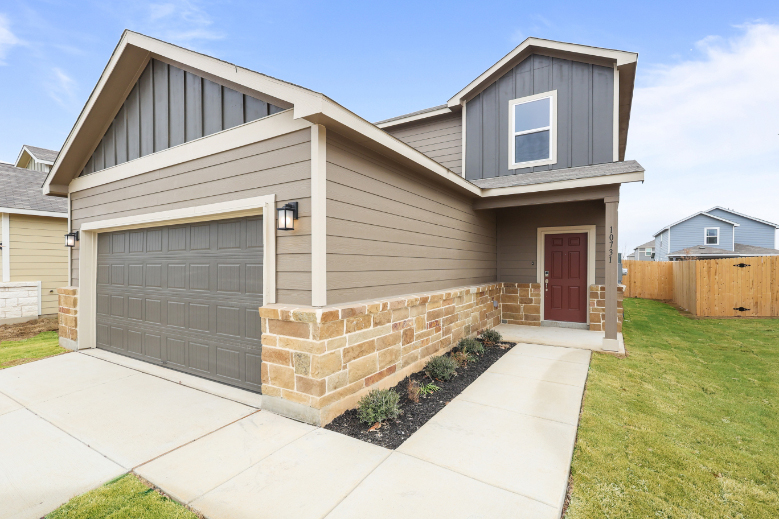 A house with a garage.