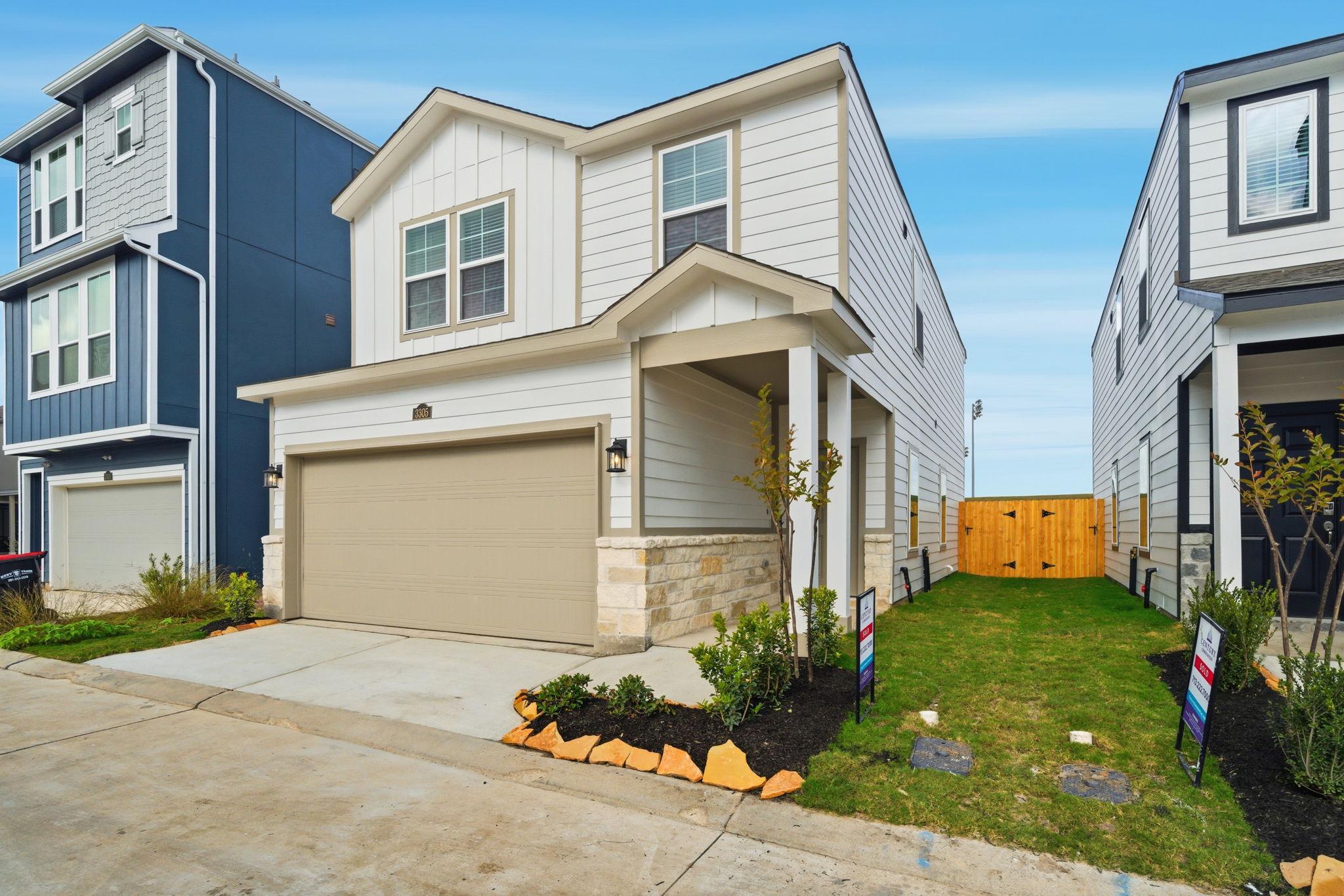 A house with a garage.