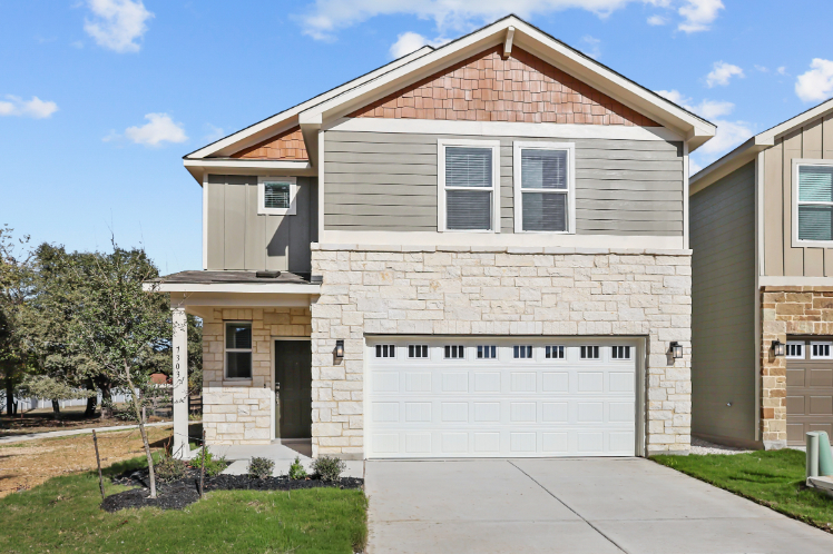 A house with a garage.