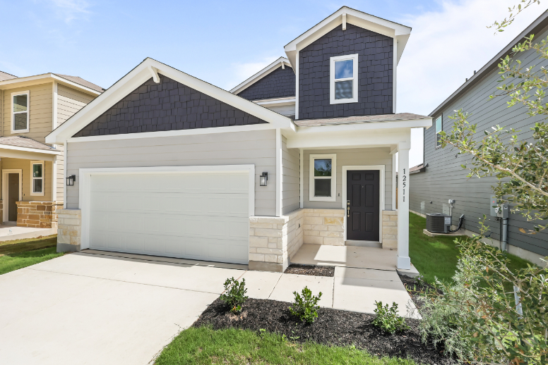 A house with a garage.