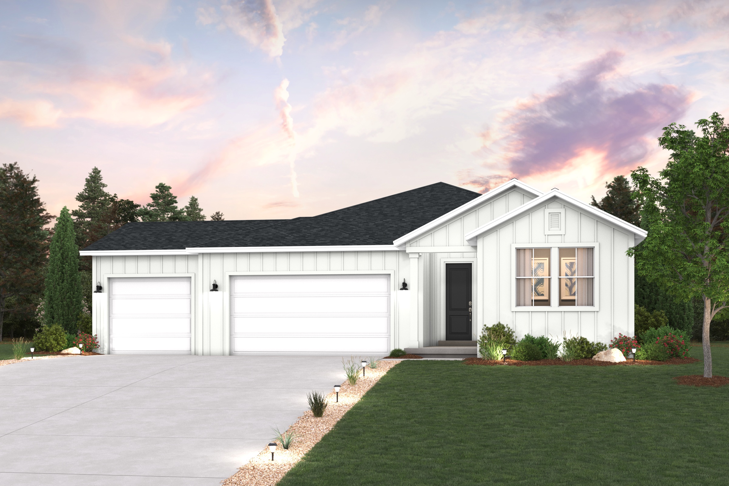 A house with a garage.