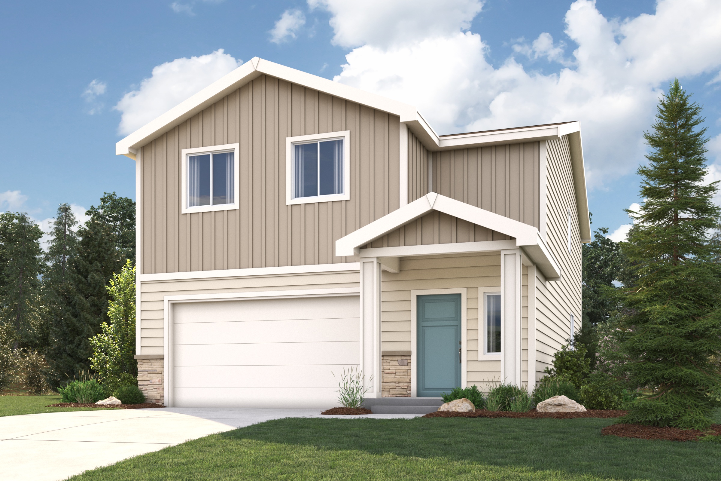 A house with a garage.