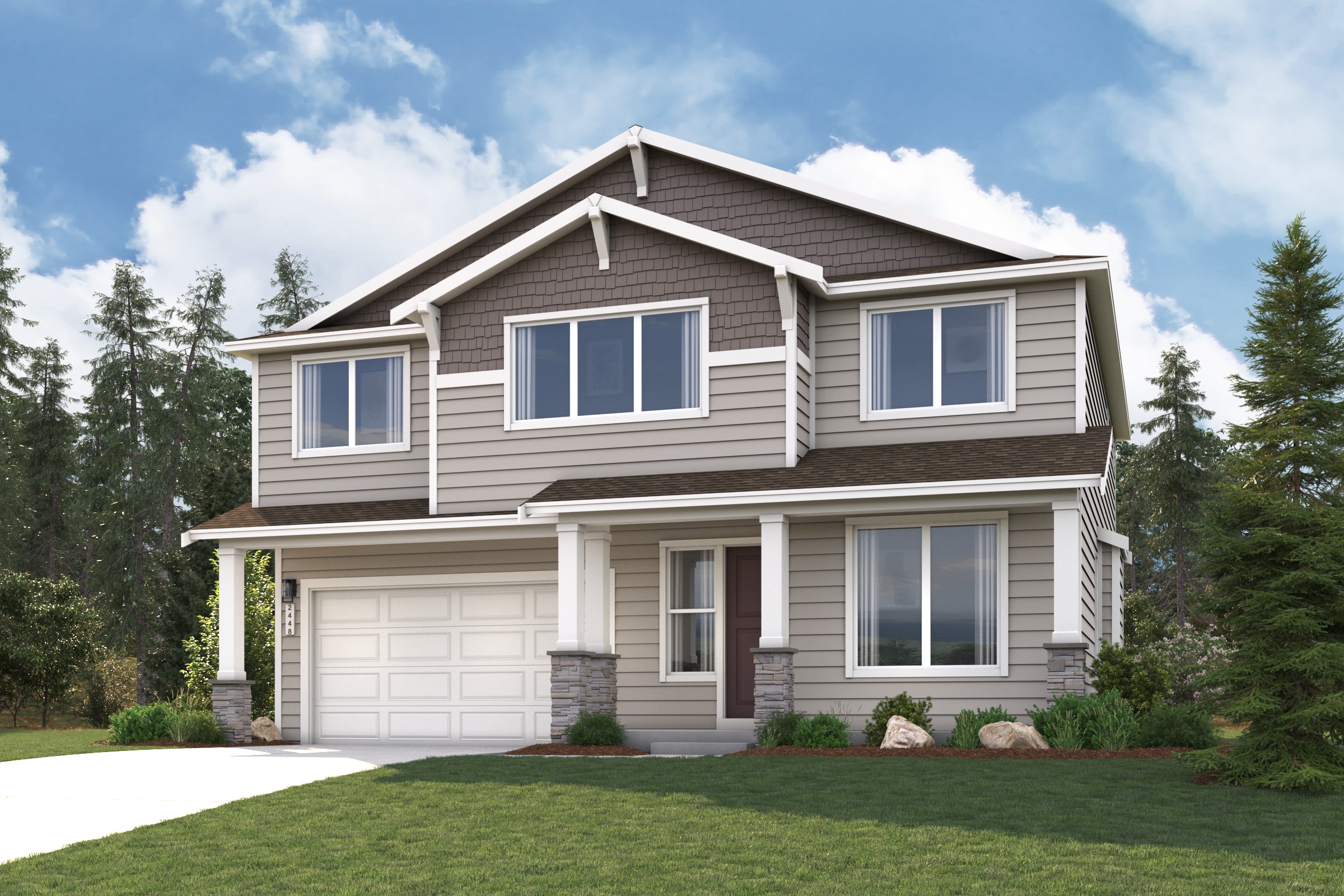 A house with a garage.