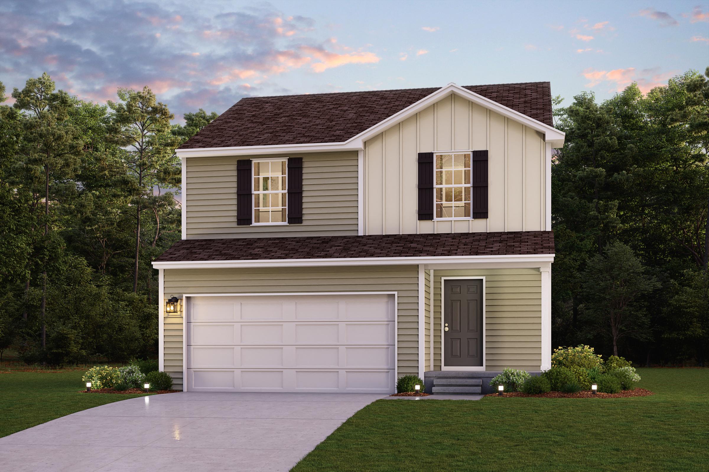 A house with a garage.